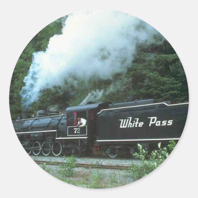 White Pass and Yukon in White Pass out of Skagway, Classic Round Sticker (Front)
