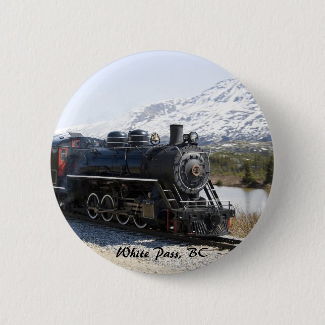 White Pass Train in Snow Button (Front)