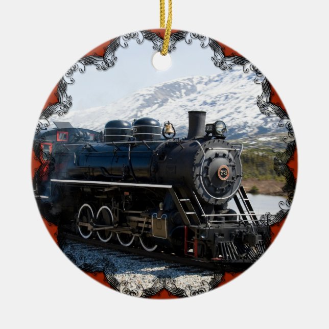 White Pass Train in Snow Ornament (Front)