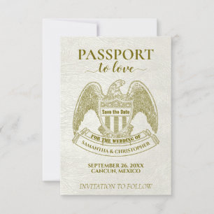 White Passport to Love Fun Destination Wedding Save The Date