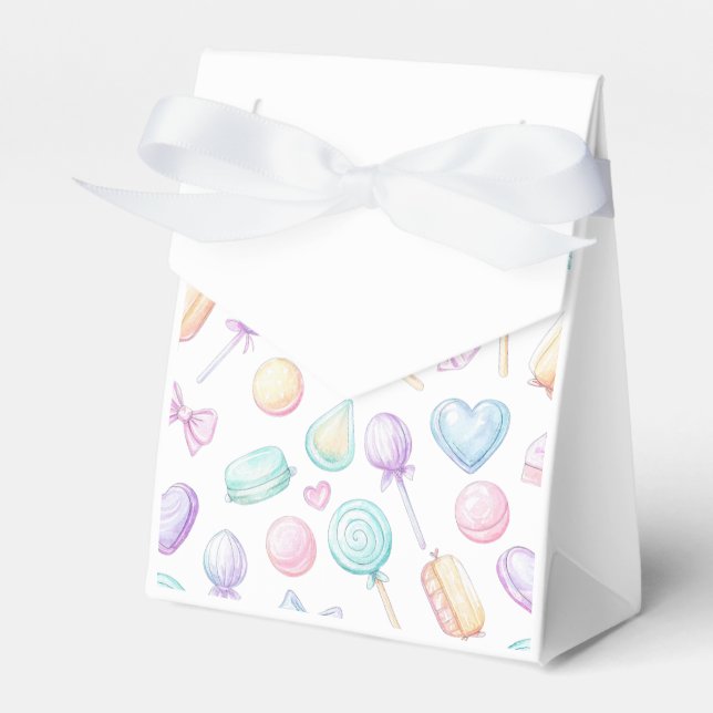 "White Pastel Balloon and Heart Favour Box" Box (Front Side)