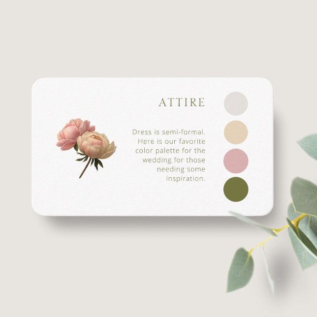 White | Pastel Rose Wedding Attire Dress Code Enclosure Card (Creator Uploaded)