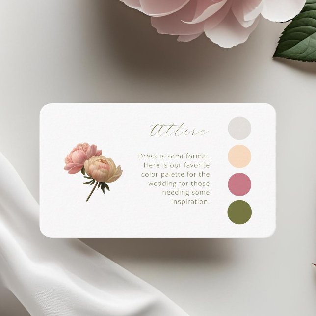 White | Pastel Rose Wedding Attire Dress Code Enclosure Card (Creator Uploaded)