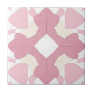 White, pastel yellow and pink floral ceramic tile