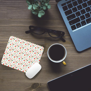 White pattern floral wildflowers mouse pad
