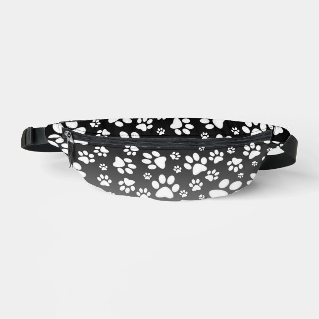 White pattern paws on gradient background bum bags (Front)