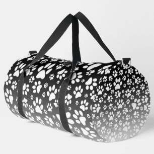 White pattern paws on gradient background duffle bag