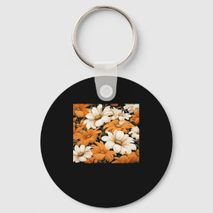 white pattern - whimsigoth cottagecore wildflowers key ring