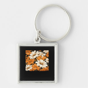 white pattern - whimsigoth cottagecore wildflowers key ring