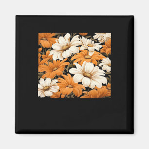 white pattern - whimsigoth cottagecore wildflowers magnet
