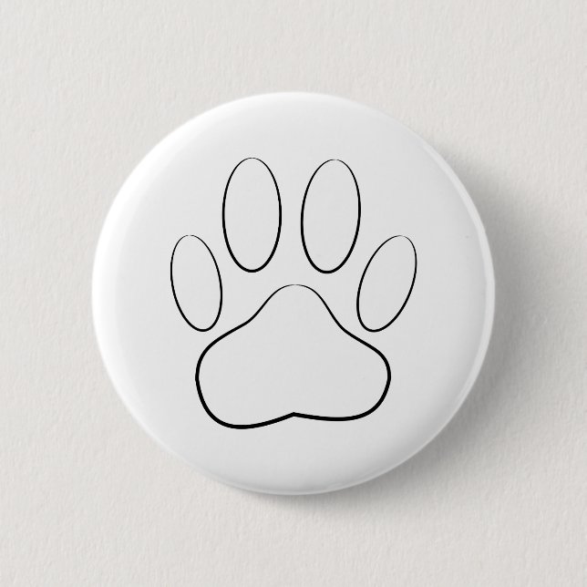 White Paw Print 6 Cm Round Badge (Front)