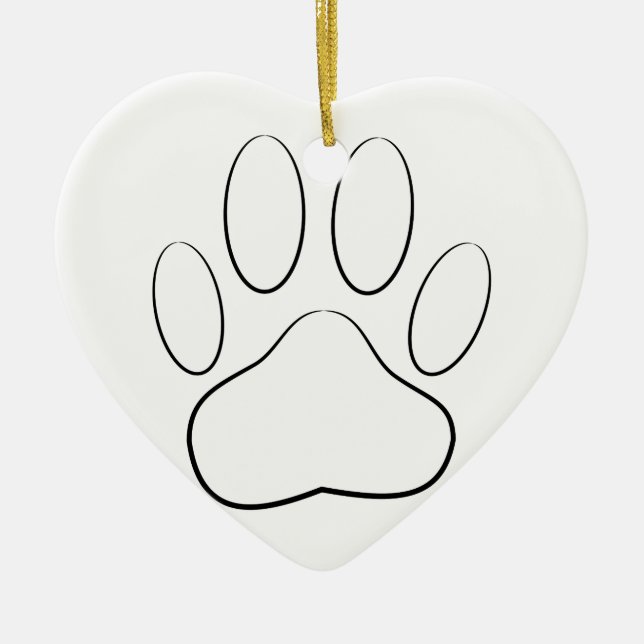 White Paw Print Ceramic Tree Decoration (Front)