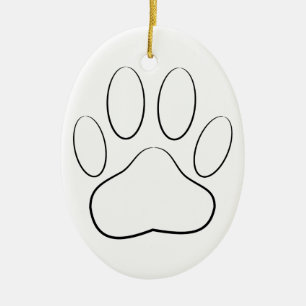 White Paw Print Ceramic Tree Decoration