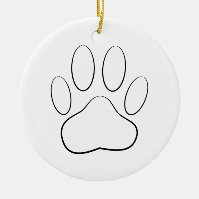 White Paw Print Ceramic Tree Decoration (Front)