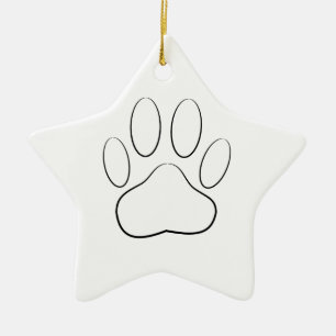 White Paw Print Ceramic Tree Decoration