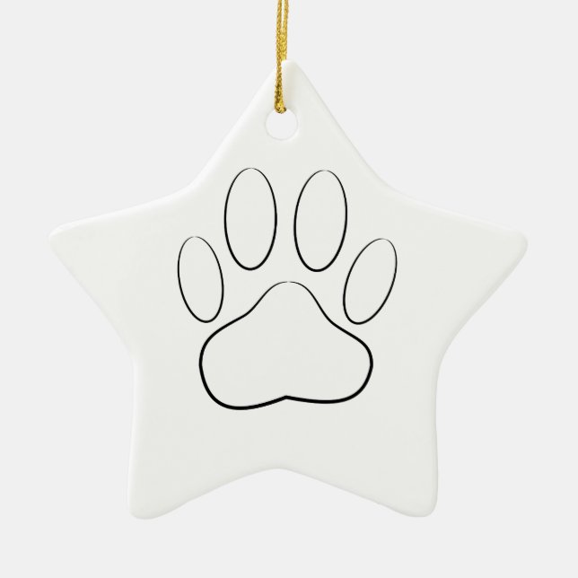 White Paw Print Ceramic Tree Decoration (Front)