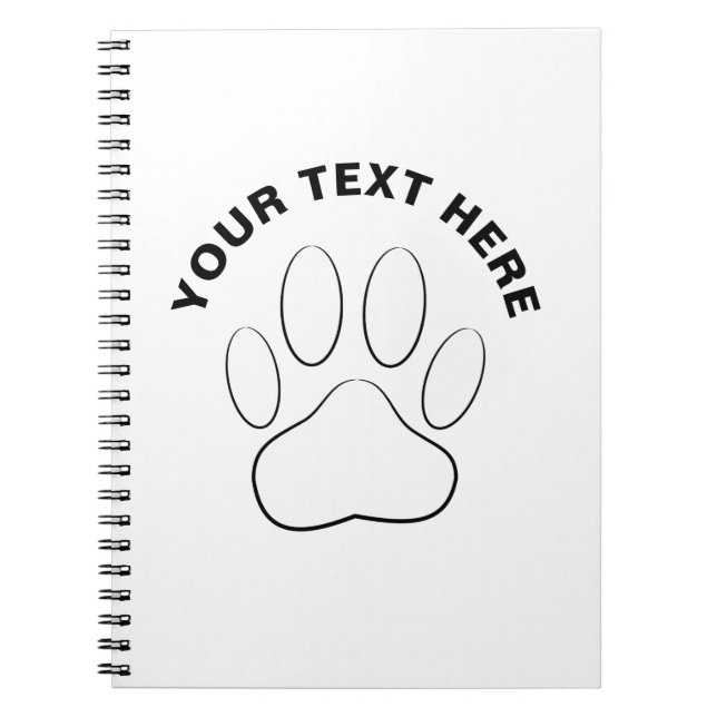 White Paw Print Custom Text  Notebook (Front)