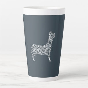 White Paw Print Dog Silhouette Latte Mug