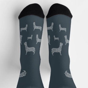 White Paw Print Dog Silhouette Pattern Fabric Socks