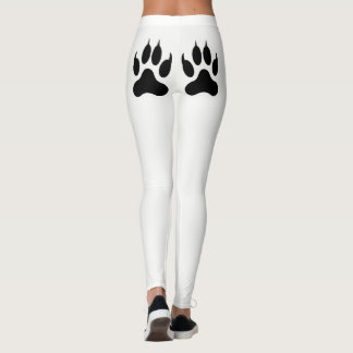 White paw print leggings