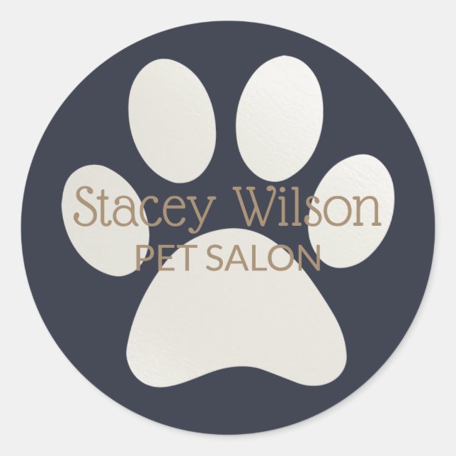 White Paw Print Logo On Navy Product Label (Front)