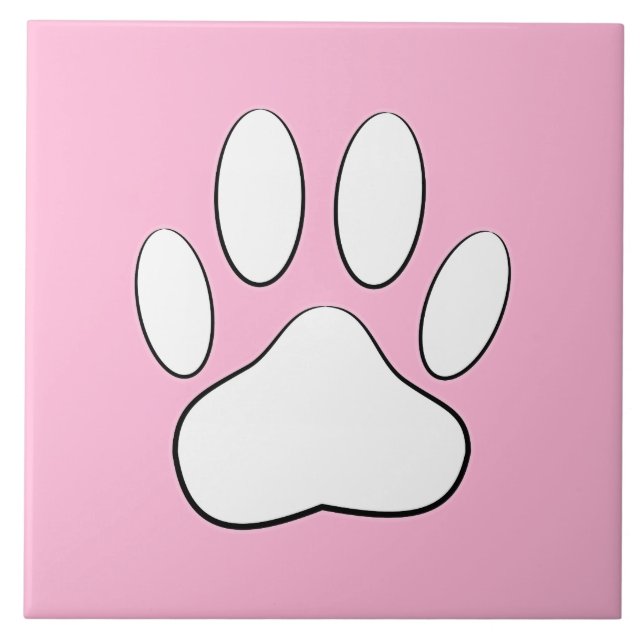 White Paw Print On Pink Tile (Front)