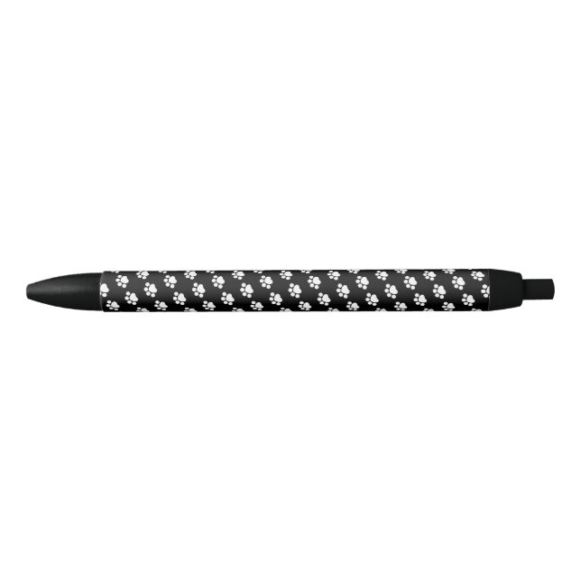 White Paw Print Pattern Black Ink Pen (Front)
