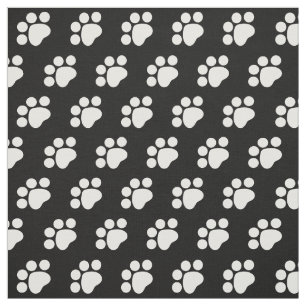 White Paw Print Pattern Fabric