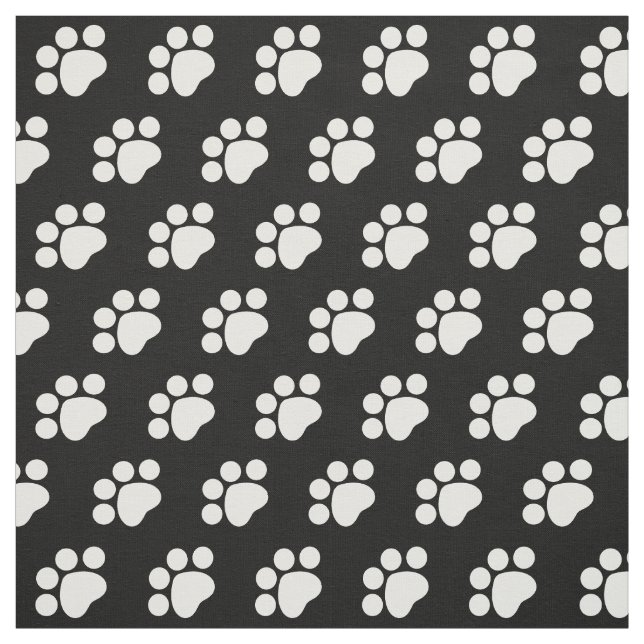 White Paw Print Pattern Fabric (Swatch)