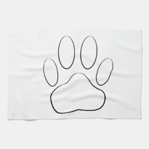 White Paw Print Tea Towel