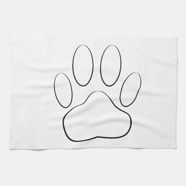 White Paw Print Tea Towel (Horizontal)