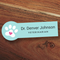 White paw print with heart teal blue veterinarian