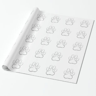 White Paw Print Wrapping Paper