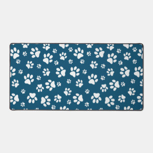 White Paw Prints Design Desk Mat
