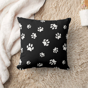 White Paw Prints Pattern Cushion