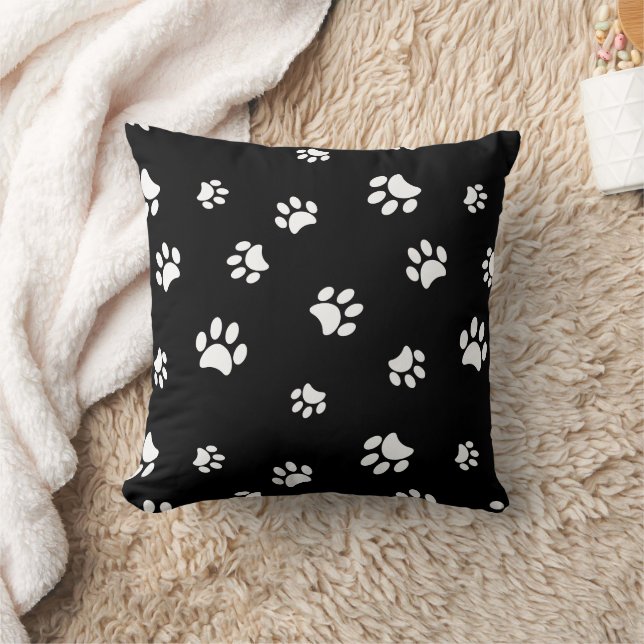 White Paw Prints Pattern Cushion (Blanket)