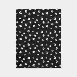 White Paw Prints Pattern Fleece Blanket