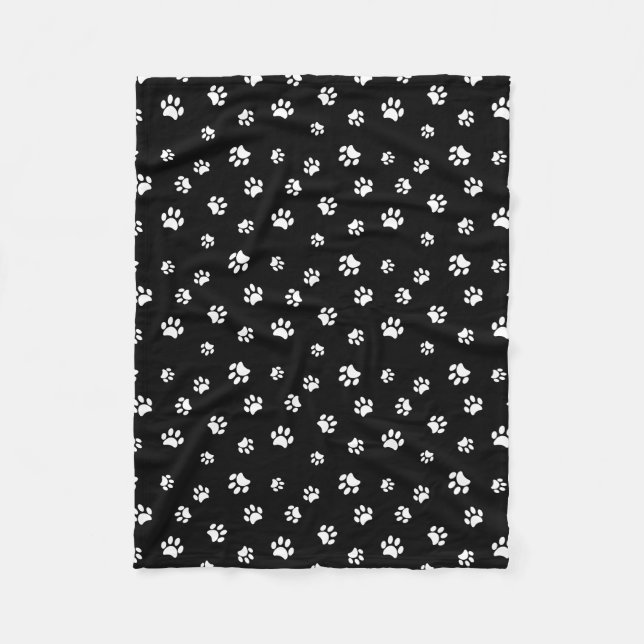 White Paw Prints Pattern Fleece Blanket (Front)