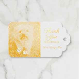 White Paw Prints Pink Pet Photo Thank You Gift Tags