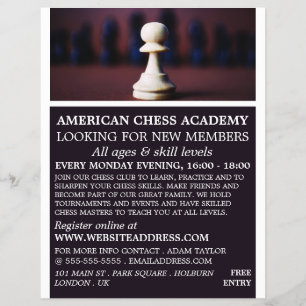 White Pawn, Chess Club Advertising Flyer