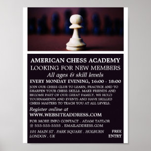 White Pawn, Chess Club Advertising Poster