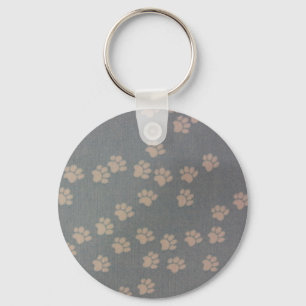 White Pawprints Key Ring