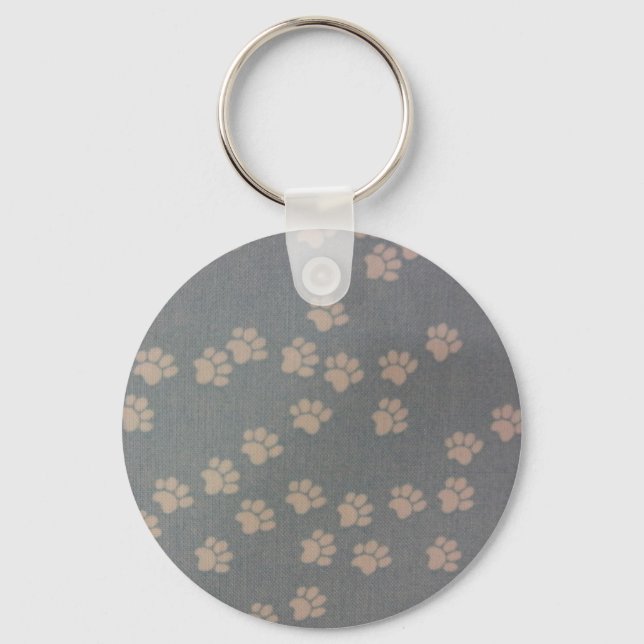 White Pawprints Key Ring (Front)