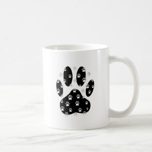 White Paws On Black Paw Print Coffee Mug