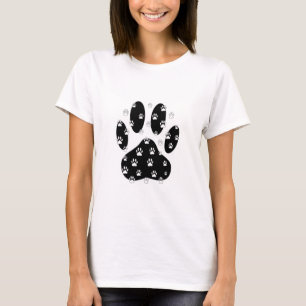 White Paws On Black Paw Print T-Shirt