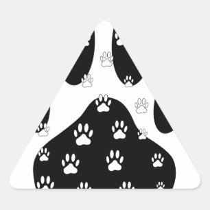 White Paws On Black Paw Print Triangle Sticker