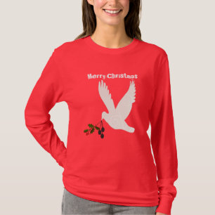 White Peace Dove with Christmas Decorations T-Shirt