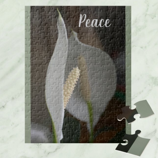 White Peace Lily Botanical Floral Photographic Jigsaw Puzzle (Creator Uploaded)