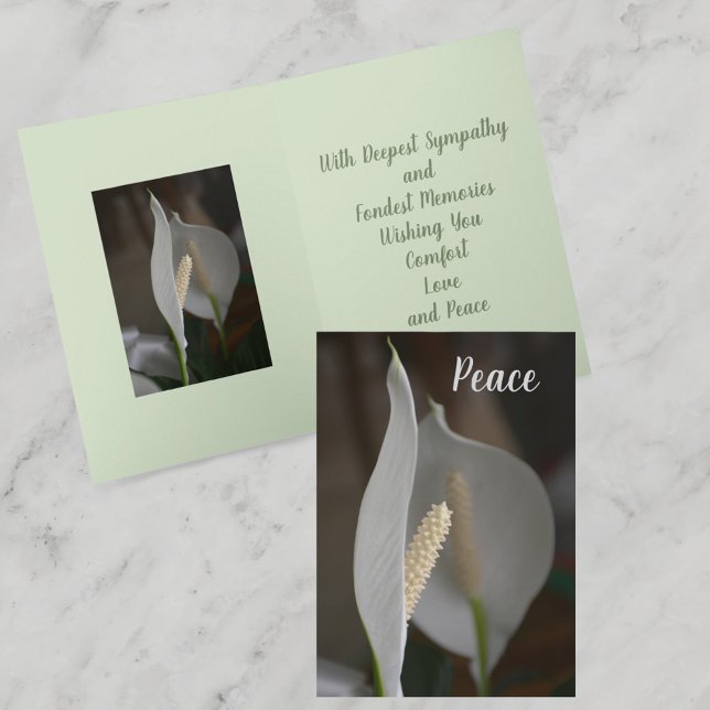 White Peace Lily Botanical Floral Sympathy Card (Creator Uploaded)