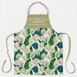 White Peace Lily Pattern Apron
